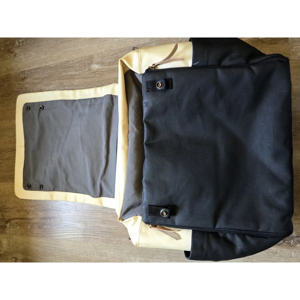 Petunia Pickle Bottom Diaper Bag Backpack Cream Black Colorblock Coated Cotton